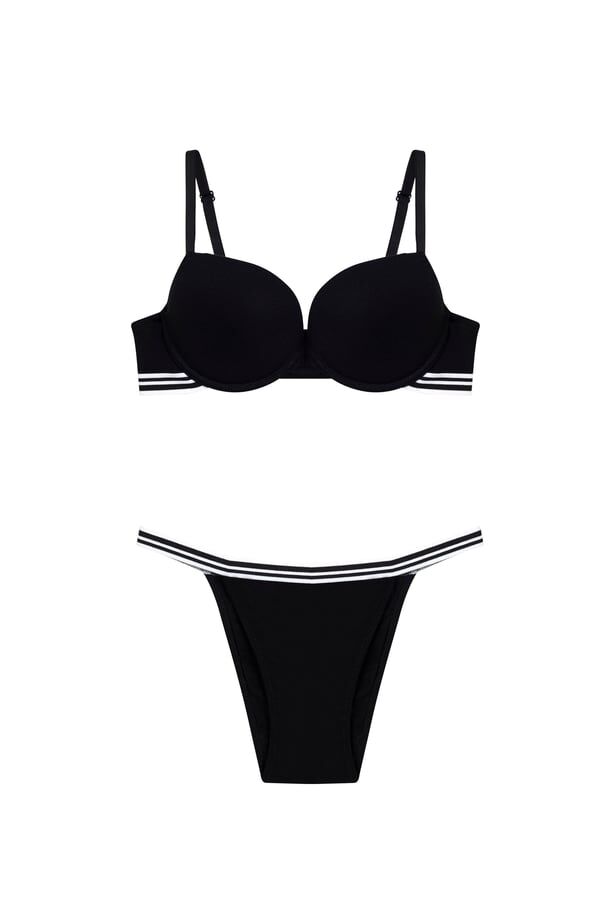 Cansoy 696 B Cup (75-80-85-90) Spor Model Bambu Balenli Destekli Sütyen Takım 6'lı SERİ-6-LI - SİYAH