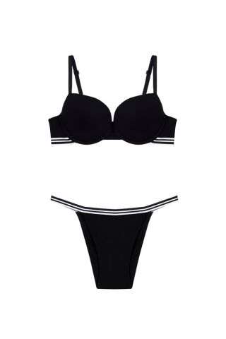 Cansoy 696 B Cup (75-80-85-90) Spor Model Bambu Balenli Destekli Sütyen Takım 6'lı SERİ-6-LI - SİYAH