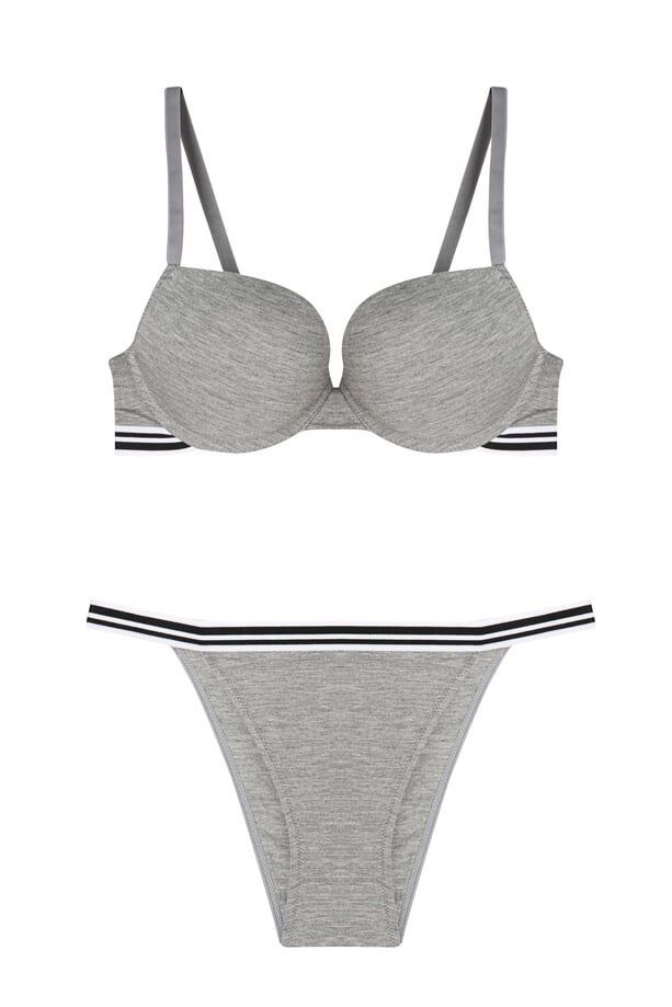 Cansoy 696 B Cup (75-80-85-90) Spor Model Bambu Balenli Destekli Sütyen Takım 6'lı SERİ-6-LI - GRİ