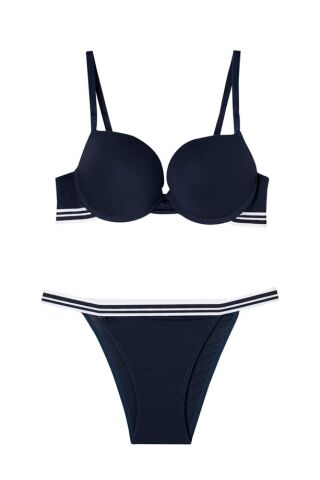 Cansoy 696 B Cup (75-80-85-90) Spor Model Bambu Balenli Destekli Sütyen Takım 6'lı SERİ-6-LI - LACİVERT