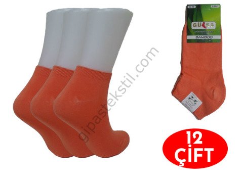 Gülsa Turuncu Bayan Dikişsiz Bambu Patik 12'li