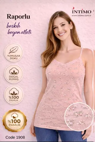İntimo 1908 (S-M-L-XL) Bayan Empirme Sur Dantel İp Askılı Atlet 6'lı