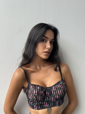 Cansoy 693 B Cup (75-80-85-90) Çiçekli Balenli Desteksiz Sütyen Takım 6'lı SİYAH