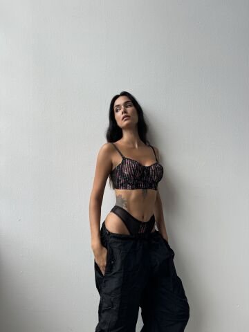 Cansoy 693 B Cup (75-80-85-90) Çiçekli Balenli Desteksiz Sütyen Takım 6'lı SİYAH