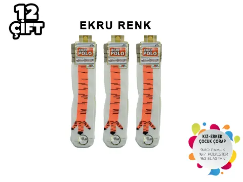 XGRİ POLO Ç-30 (35-41) Tavuk Bacağı Yıkamalı Kız Erkek Çocuk Çorap 12'li