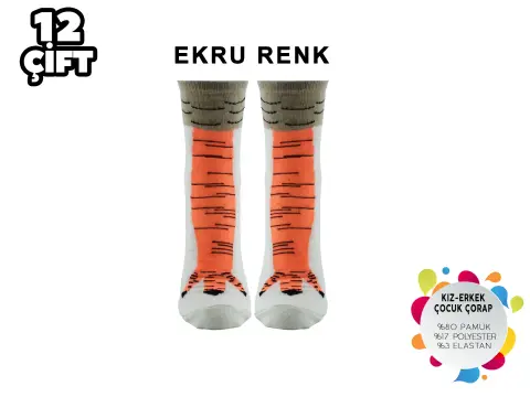 XGRİ POLO Ç-30 (35-41) Tavuk Bacağı Yıkamalı Kız Erkek Çocuk Çorap 12'li
