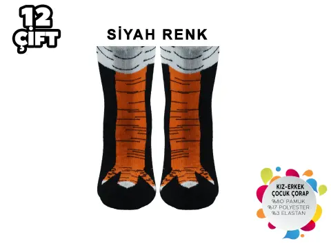 XGRİ POLO Ç-30 (35-41) Tavuk Bacağı Yıkamalı Kız Erkek Çocuk Çorap 12'li