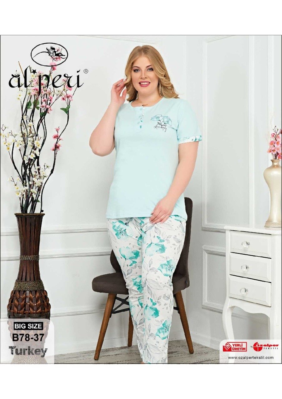 Alperi 78-37 Bayan Battal Kısa Kol Pijama Takım