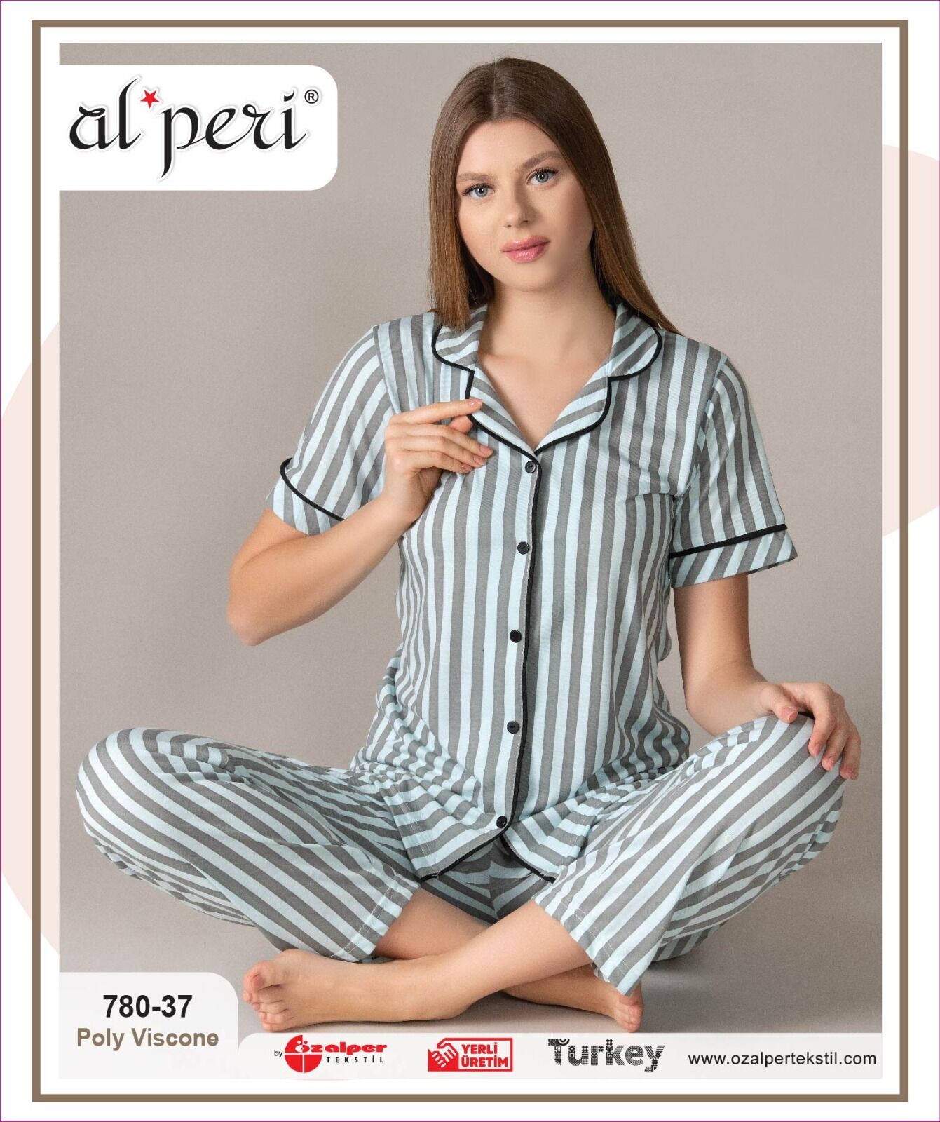 Alperi 780-37 (M-L-XL-XXL) Bayan Kısa Kollu Pijama Takım 4'lü