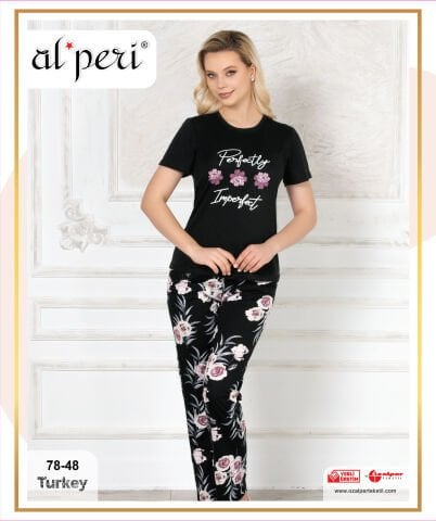 Alperi 78-48 (M-L-XL-XXL) Bayan Kısa Kollu Pijama Takım 4'lü