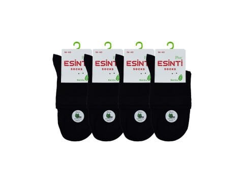 Esinti 32-Siyah Dikişsiz Yarım Konç Bayan Bambu Patik 12'li