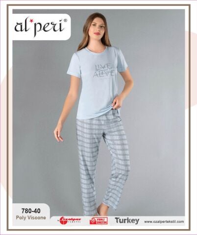Alperi 780-40 (M-L-XL-XXL) Bayan Kısa Kollu Pijama Takım 4'lü