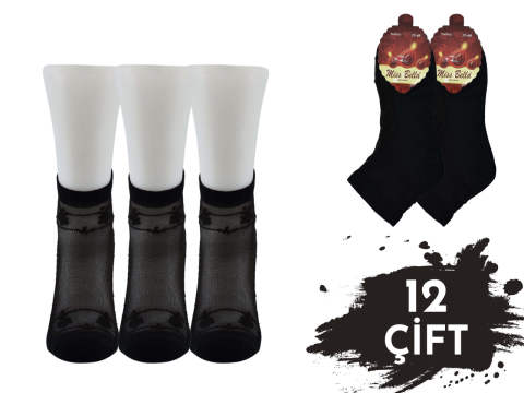 Miss Bella Kabartma Desen Bayan Tül Patik 12'li