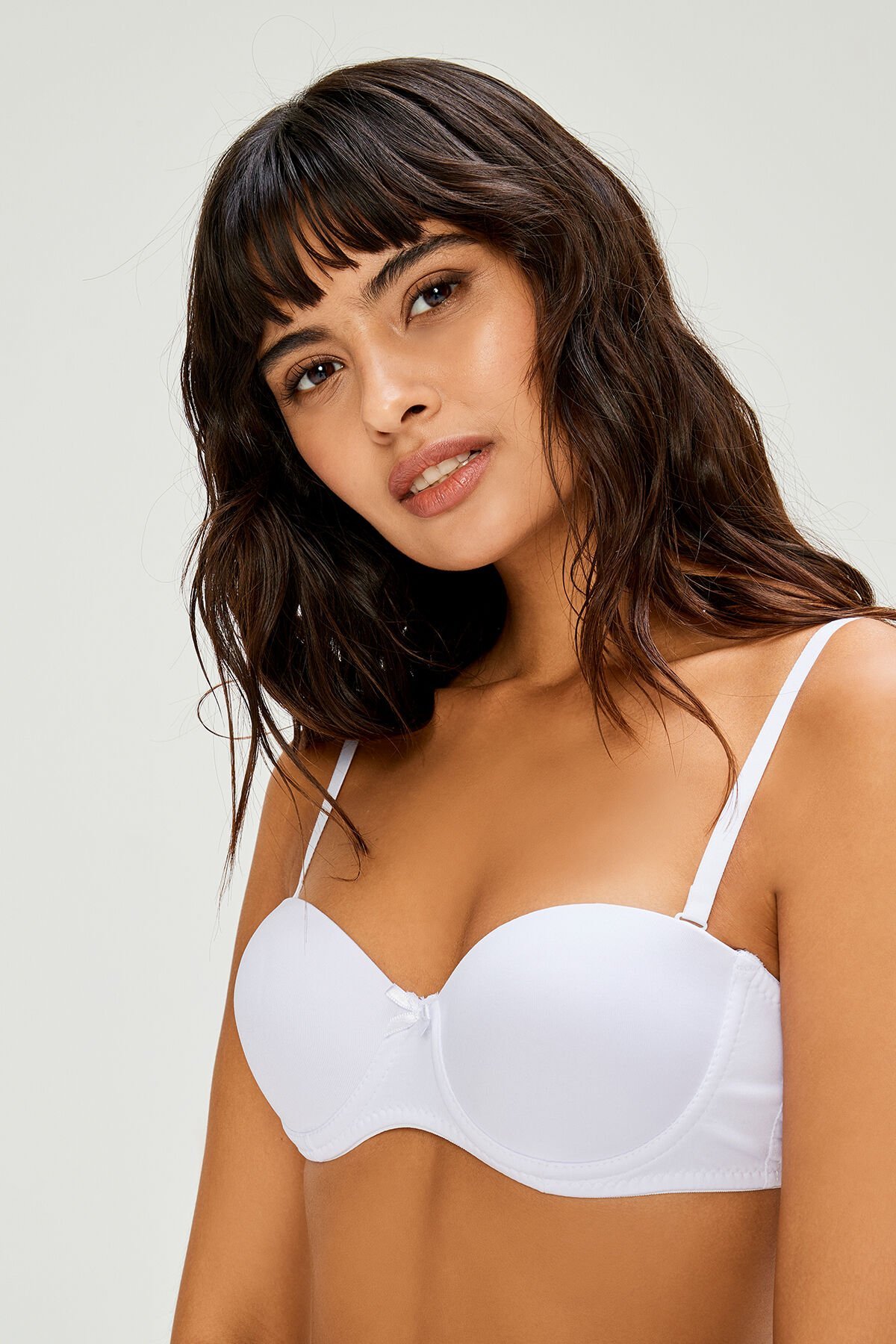 Cansoy 628 B Cup (75-80-85-90) Fiona Straplez Balenli Destekli Bayan Sütyen 6'lı SERİ-6-LI - BEYAZ