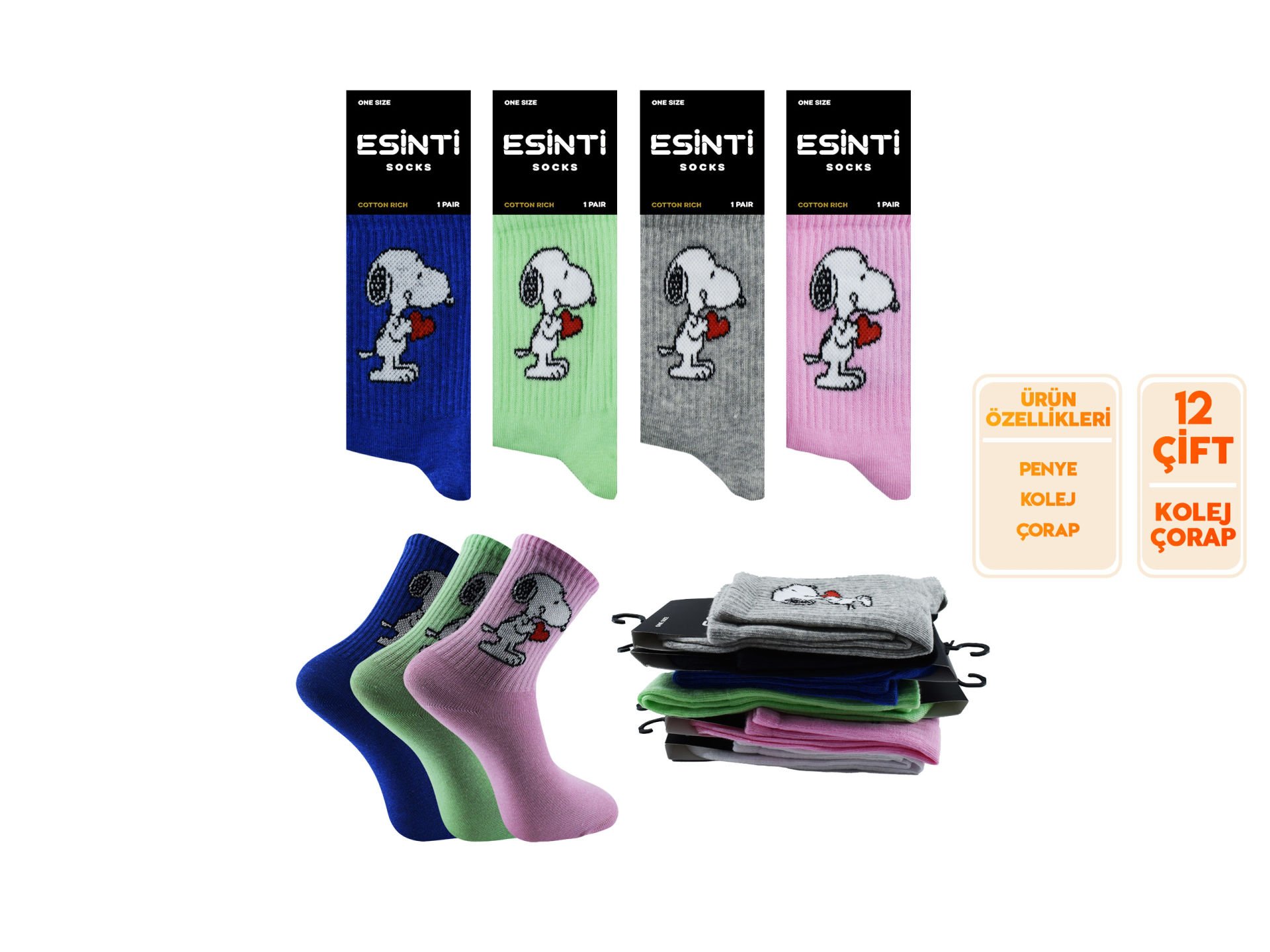 Esinti 103 Bayan Kolej Çorap 12'li