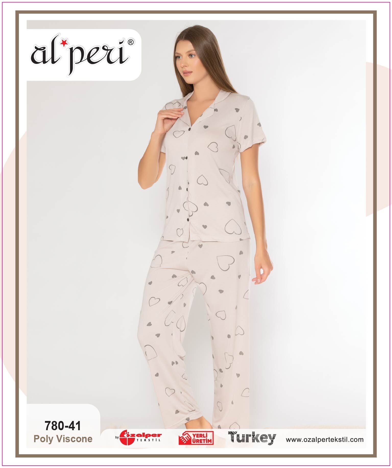 Alperi 780-41 (M-L-XL-XXL) Bayan Kısa Kollu Pijama Takım 4'lü