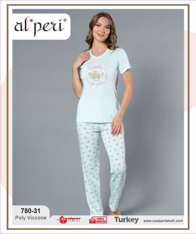 Alperi 780-31 (M-L-XL-XXL) Bayan Kısa Kollu Pijama Takım 4'lü