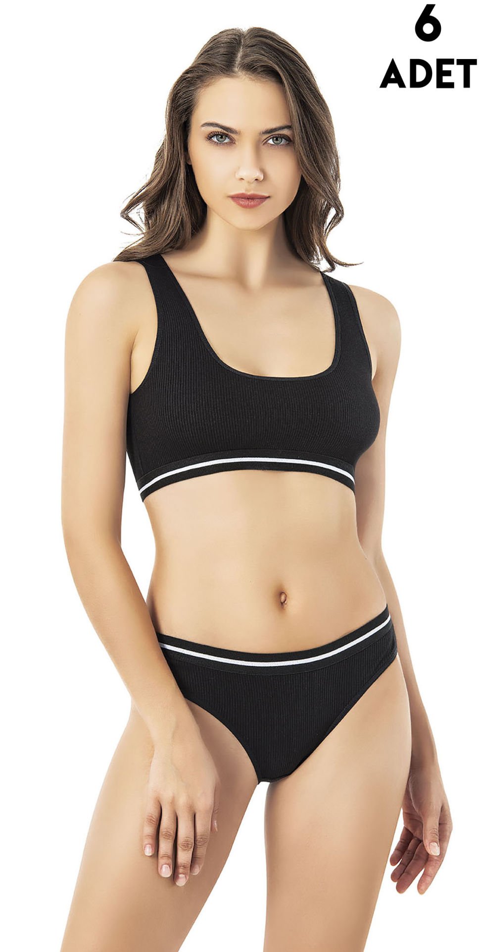 Kota 4511 Bayan Kaşkorse Bikinili Pedli Büstiyer Takım 6'lı SİYAH - XL