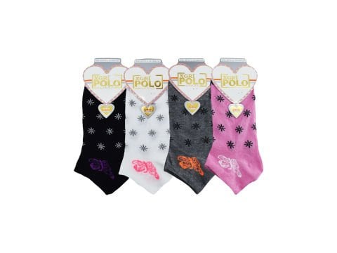 XGRİ POLO (B-E-7-3) 3'lü Bayan Penye Patik 12'li
