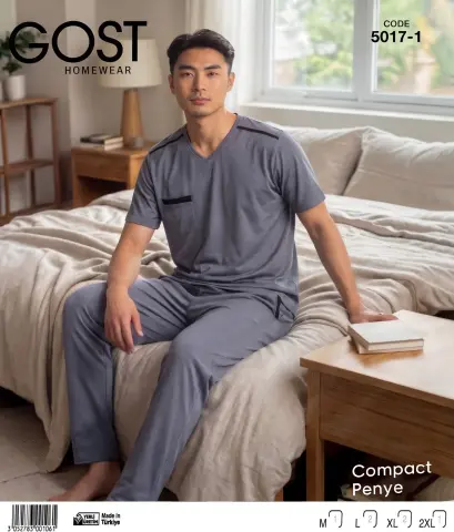 Berin 5017-1 (M-L-XL-XXL) Kısa Kollu Erkek Pijama Takım 6'lı