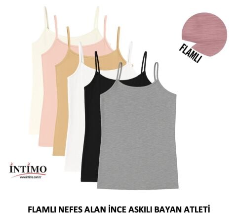 İntimo 2003 İp Askılı Flamlı Nefes Alan Kumaş Bayan Atlet 6'lı