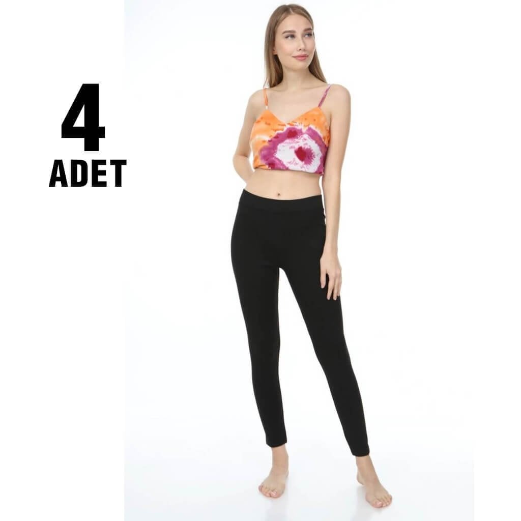 Sahra Ten 160 Çelikli Cepli Battal Bayan Tayt 4'lü