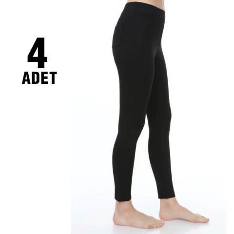 Sahra Ten 160 Çelikli Cepli Battal Bayan Tayt 4'lü