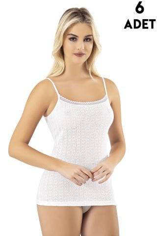 Kota 6013 Transferli Ribana Bayan İp Askılı Atlet 6'lı BEYAZ - 2XL