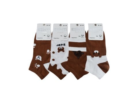 Esinti 30-37 Naturel Pamuk Dikişsiz Bayan Patik 12'li