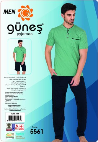 Güneş 5561 Kısa Kollu 3'lü Erkek Pijama Takımı