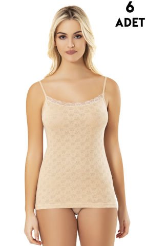 Kota 6013 Transferli Ribana Bayan İp Askılı Atlet 6'lı TEN - XL