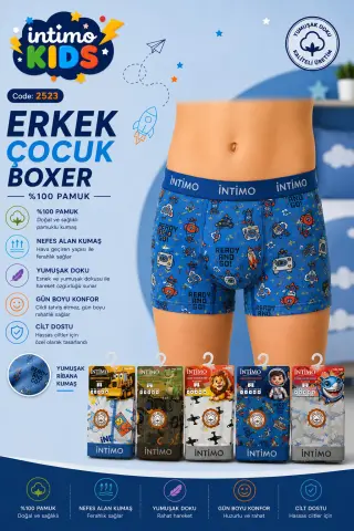 İntimo 2523 Empirme Erkek Çocuk Boxer 6'lı