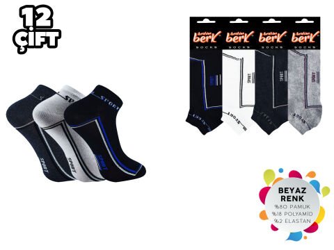 İbrahim Berk 11-24 Erkek Likralı Patik Çorap 12'li
