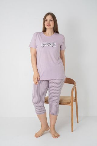Alperi B770-02 (3XL-4XL-5XL-6XL) Bayan Kısa Kollu Kapri Pijama Takım 4'lü