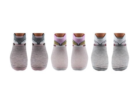 XGRİ POLO (B-6-6) 3'lü Bayan Penye Üç Boyutlu Sneaker 12'li