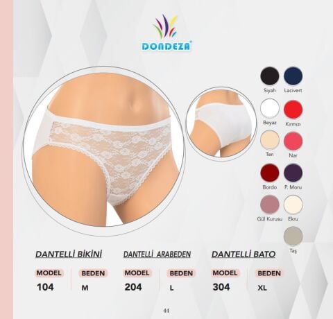 Dondeza 104 Dantelli Bayan Bikini 12'li