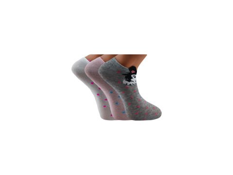 XGRİ POLO (B-6-5) 3'lü Bayan Penye Üç Boyutlu Sneaker 12'li