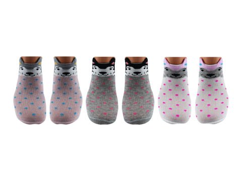 XGRİ POLO (B-6-5) 3'lü Bayan Penye Üç Boyutlu Sneaker 12'li