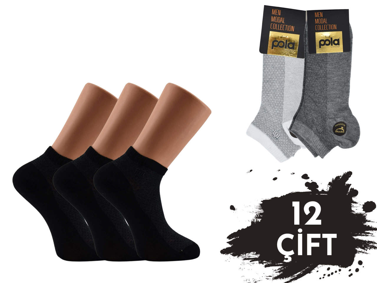 Pola 1657 Parfümlü Yazlık Dikişsiz Modal Erkek Patik 12'li