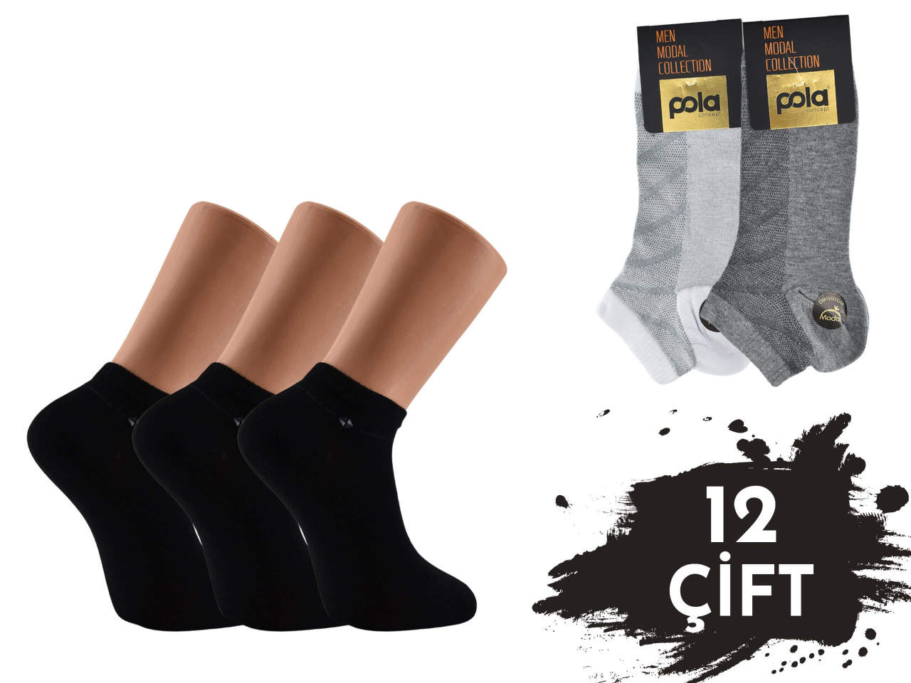 Pola 1659 Parfümlü Yazlık Dikişsiz Modal Erkek Patik 12'li