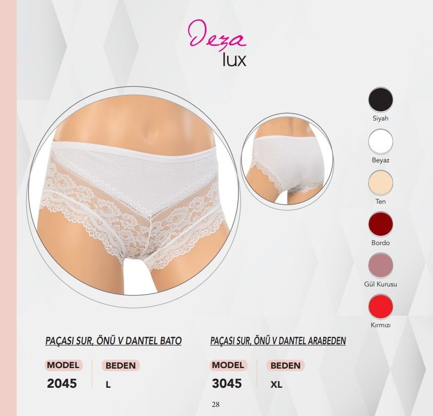 Dondeza 2045 Paçası Dantelli Bayan Ara Beden Külot 12'li