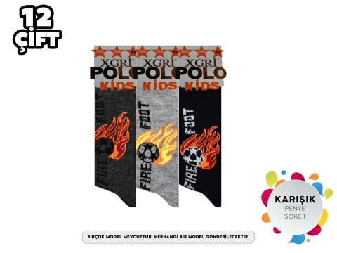 XGRİ POLO 3'lü Erkek Çocuk Penye Soket 12'li