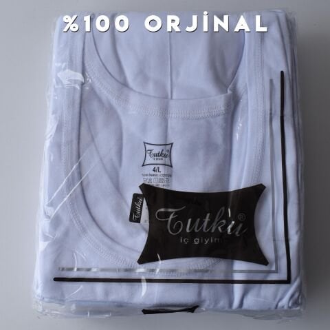 Tutku 0101 Erkek Beyaz Penye Atlet 6'lı BEYAZ - 5/XL