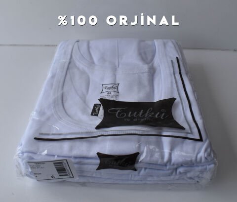 Tutku 0101 Erkek Beyaz Penye Atlet 6'lı BEYAZ - 5/XL