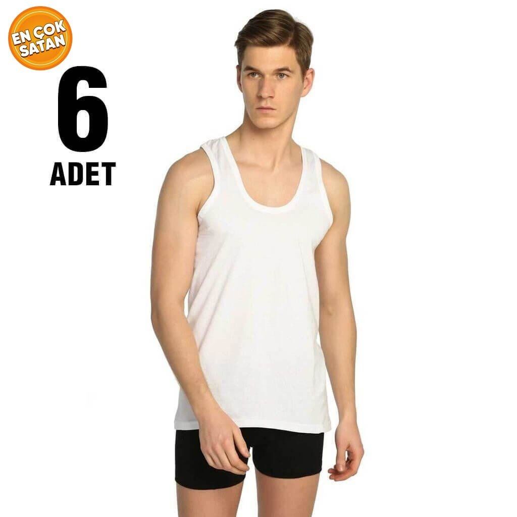Tutku 0101 Erkek Beyaz Penye Atlet 6'lı