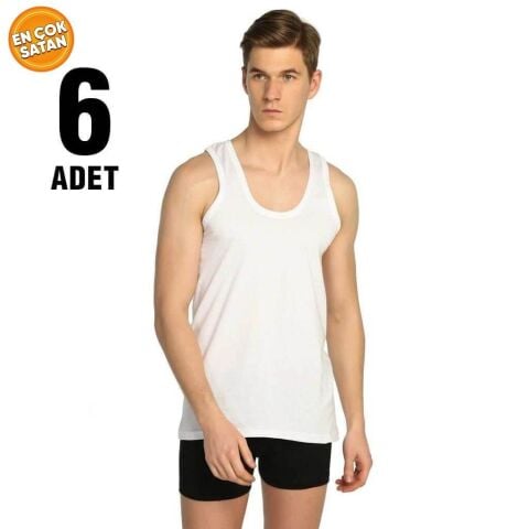 Tutku 0101 Erkek Beyaz Penye Atlet 6'lı