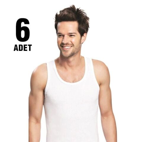 Tutku 0101 Erkek Beyaz Penye Atlet 6'lı
