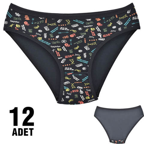 Dondeza 101-3 Desenli Bayan Bikini 12'li