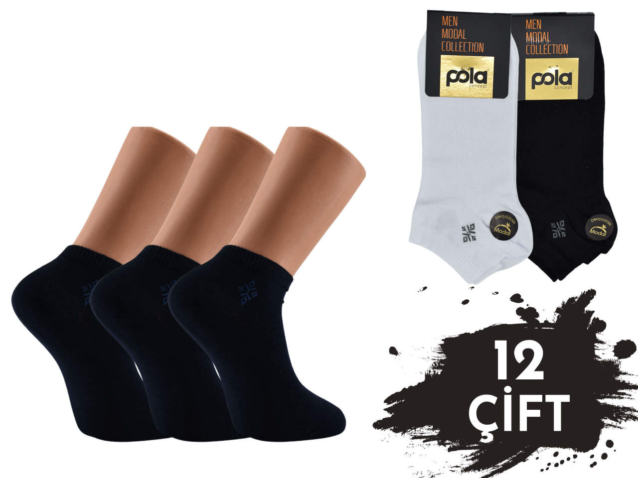 Pola 1654 Parfümlü Yazlık Dikişsiz Modal Erkek Patik 12'li