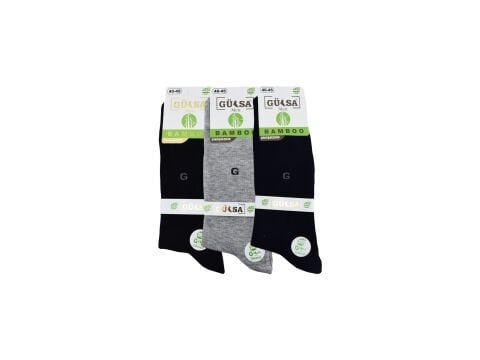 Gülsa (40-45) Doğal Bambu Dikişsiz Erkek Çorap 12'li